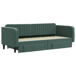 Divano Letto Estraibile Cassetti Verde Scuro 90x200cm Vellutocod mxl 130639