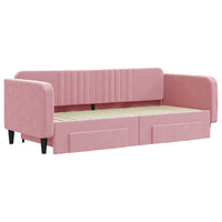 Divano Letto Estraibile con Cassetti Rosa 90x200 cm Vellutocod mxl 106643