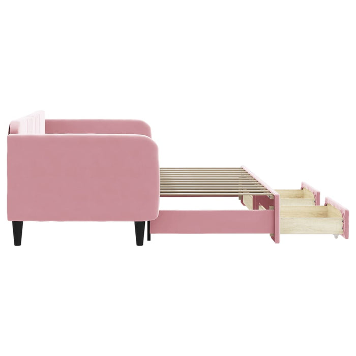 Divano Letto Estraibile con Cassetti Rosa 90x200 cm Velluto 3197114