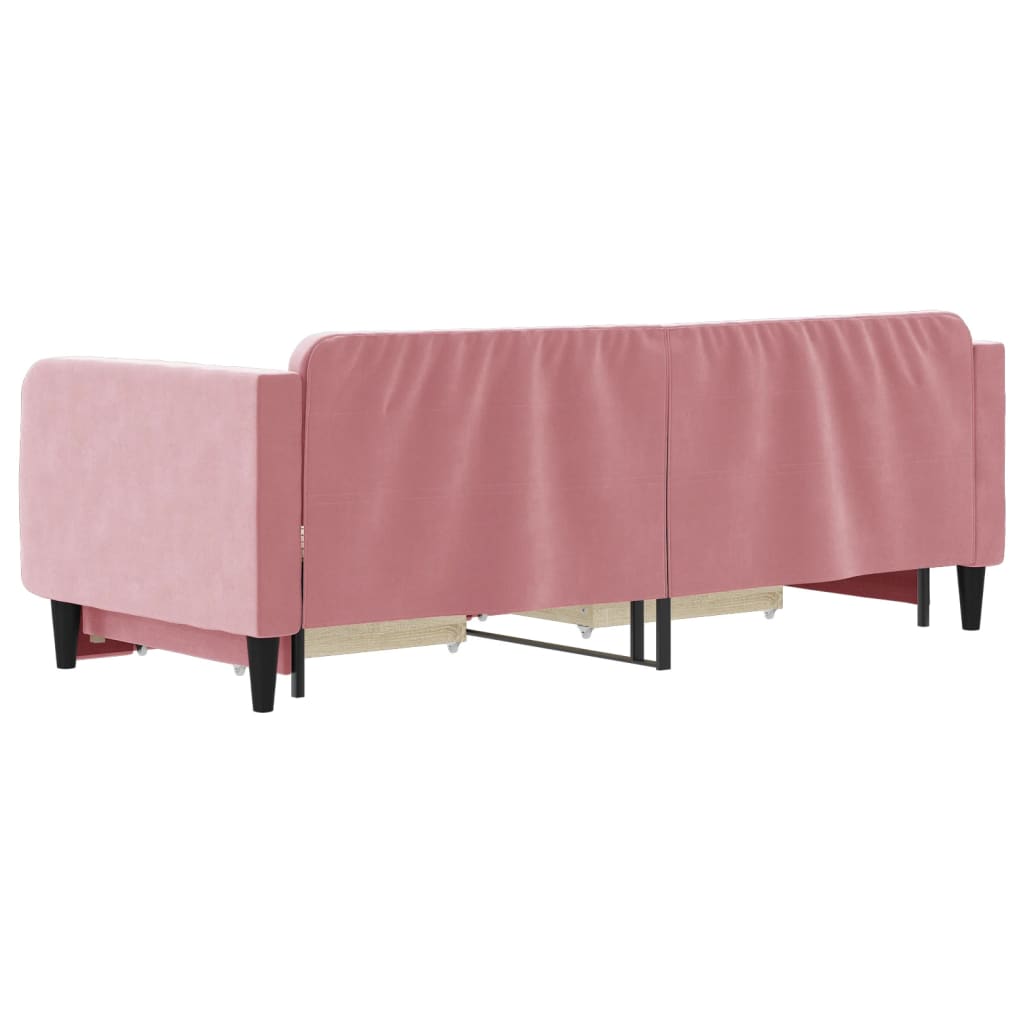 Divano Letto Estraibile con Cassetti Rosa 90x200 cm Velluto 3197114