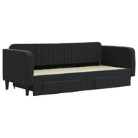 vidaXL Divano Letto Estraibile con Cassetti Nero 90x200 cm in Velluto
