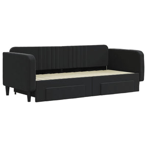 vidaXL Divano Letto Estraibile con Cassetti Nero 90x200 cm in Velluto