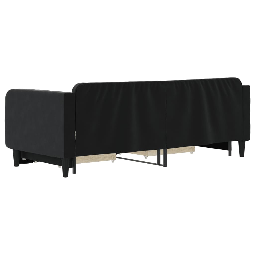 vidaXL Divano Letto Estraibile con Cassetti Nero 90x200 cm in Velluto