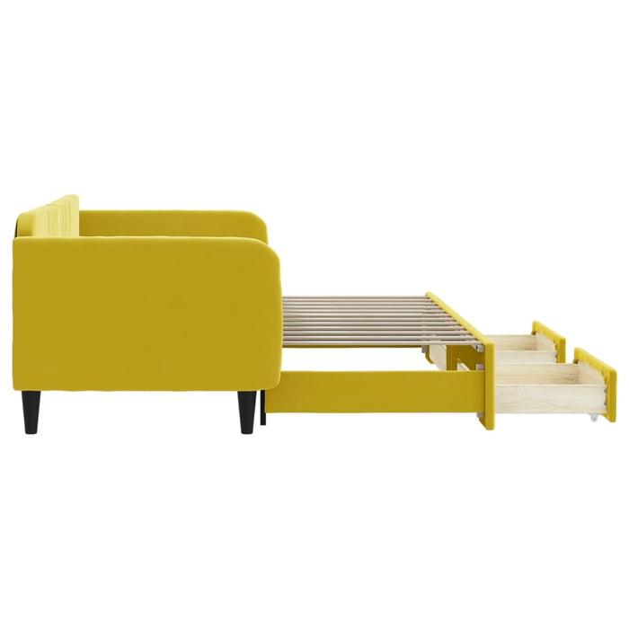 Divano Letto Estraibile con Cassetti Giallo 90x200cm in Velluto 3197116