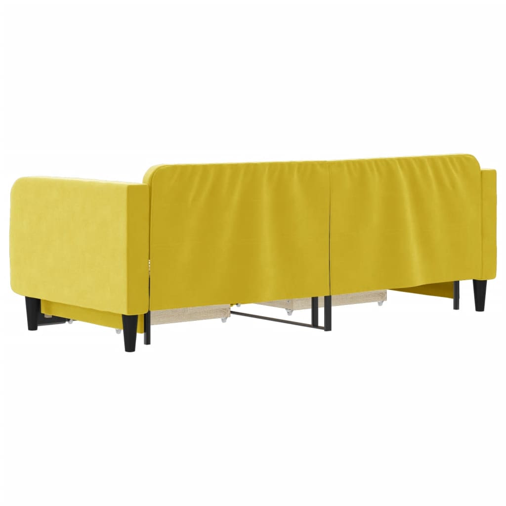 Divano Letto Estraibile con Cassetti Giallo 90x200cm in Velluto 3197116