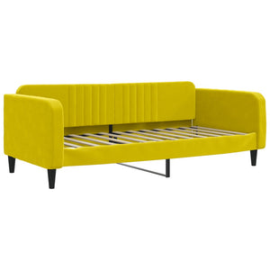 Divano Letto Estraibile con Cassetti Giallo 90x200cm in Velluto 3197116