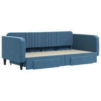 vidaXL Divano Letto Estraibile con Cassetti Blu 100x200 cm in Velluto