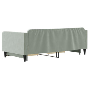 Divano Letto Estraibile Cassetti Grigio Chiaro 100x200 Velluto