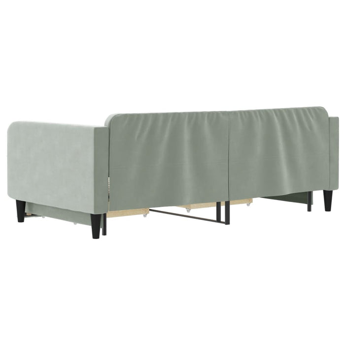 Divano Letto Estraibile Cassetti Grigio Chiaro 100x200 Velluto