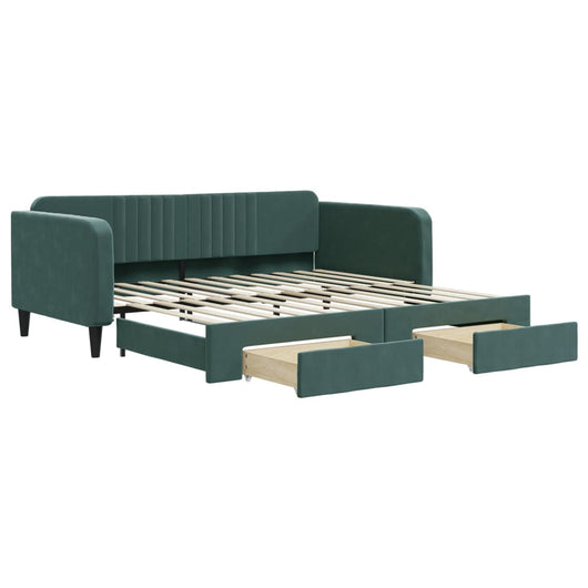 vidaXL Divano Letto Estraibile Cassetti Verde Scuro 100x200cm Velluto