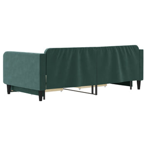 Divano Letto Estraibile Cassetti Verde Scuro 100x200cm Velluto 3197120