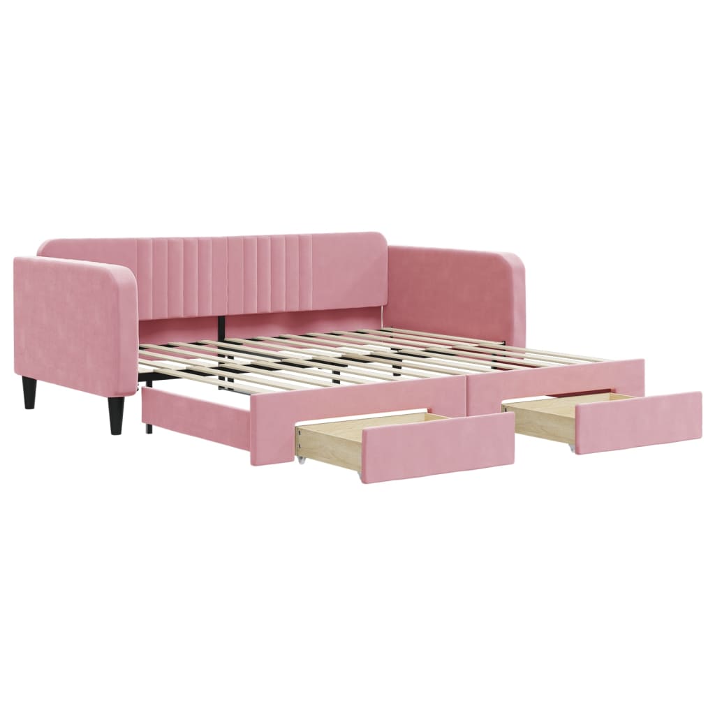 Divano Letto Estraibile con Cassetti Rosa 100x200 cm Vellutocod mxl 106641