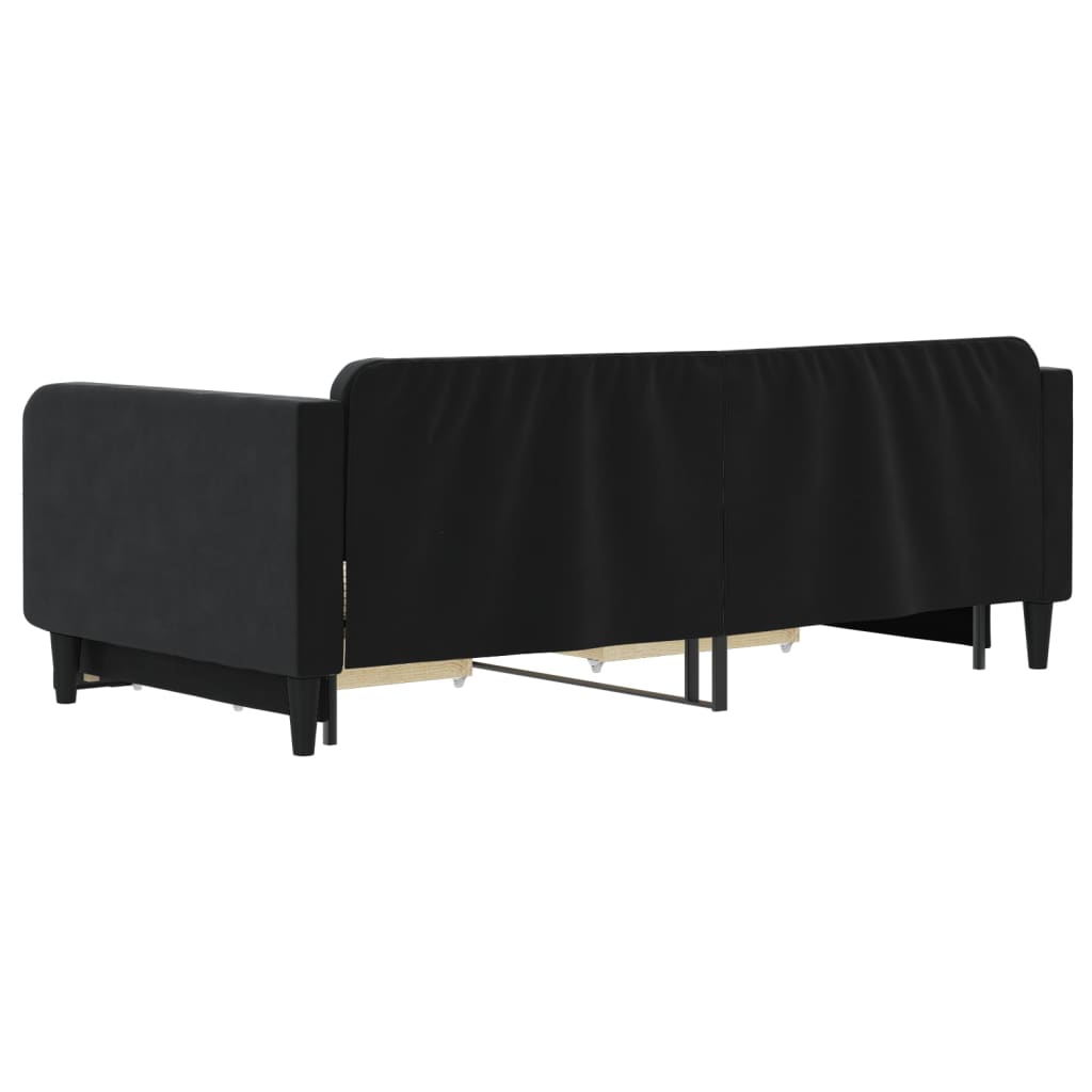 Divano Letto Estraibile con Cassetti Nero 100x200 cm in Velluto 3197122