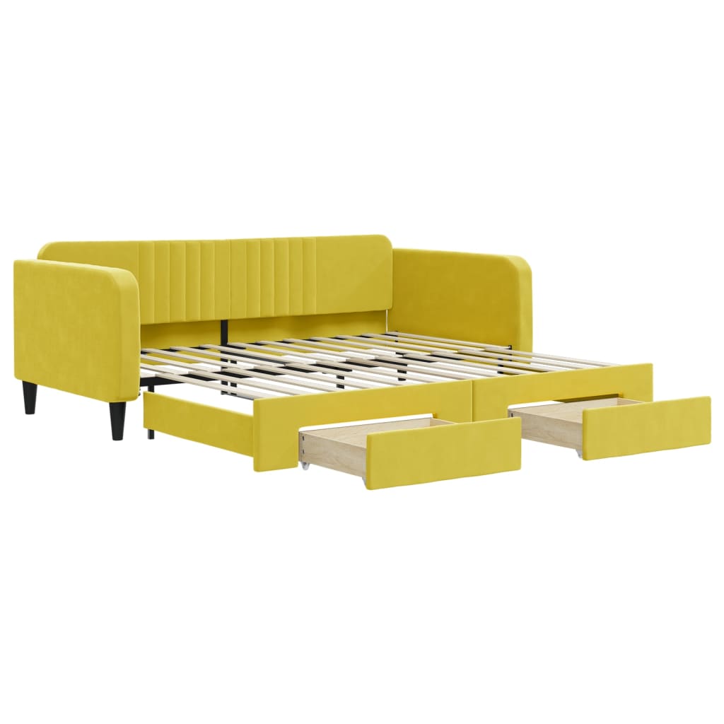 Divano Letto Estraibile con Cassetti Giallo 100x200cm Vellutocod mxl 106649