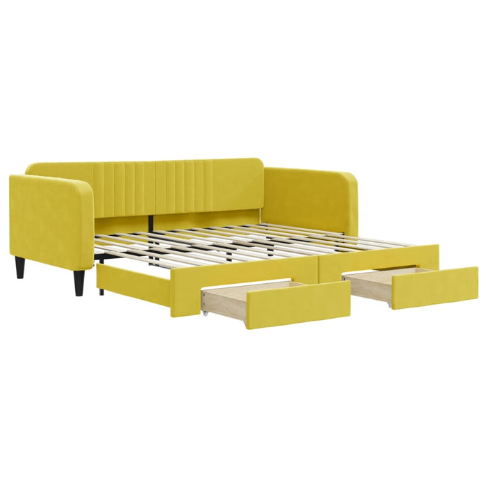 Divano Letto Estraibile con Cassetti Giallo 100x200cm Vellutocod mxl 106649