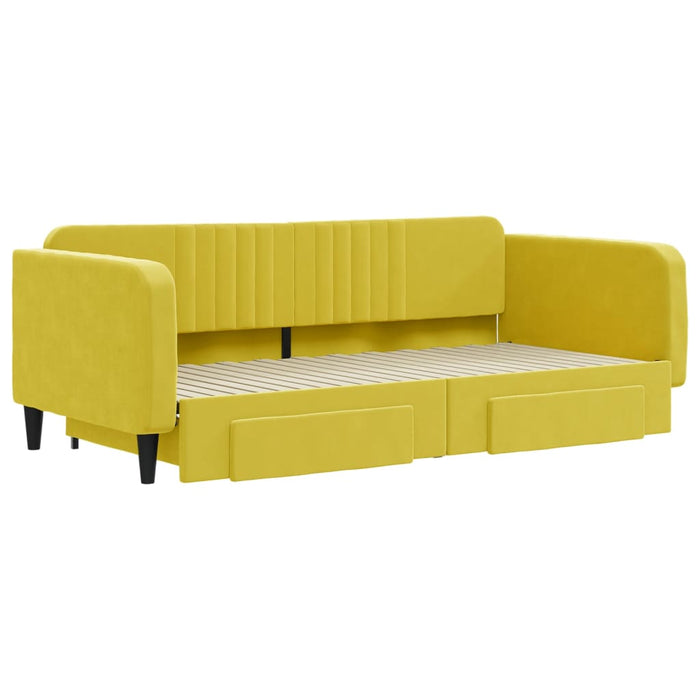 Divano Letto Estraibile con Cassetti Giallo 100x200cm Vellutocod mxl 106649