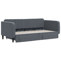 Divano Letto Estraibile Cassetti Grigio Scuro 90x190cm Velluto