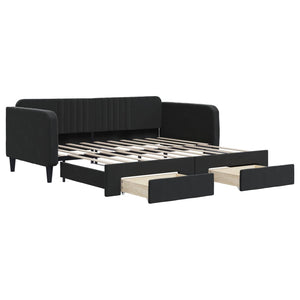 Divano Letto Estraibile con Cassetti Nero 90x190 cm in Velluto 3197126