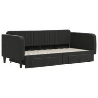 Divano Letto Estraibile con Cassetti Nero 90x190 cm in Vellutocod mxl 130638