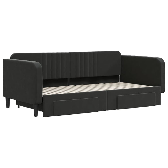 Divano Letto Estraibile con Cassetti Nero 90x190 cm in Vellutocod mxl 130638
