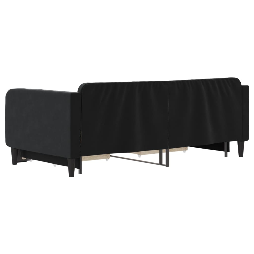 Divano Letto Estraibile con Cassetti Nero 90x190 cm in Velluto 3197126