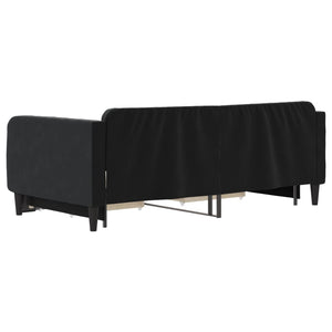 Divano Letto Estraibile con Cassetti Nero 90x190 cm in Velluto 3197126