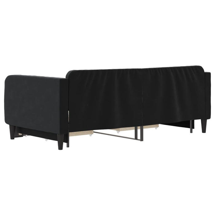 Divano Letto Estraibile con Cassetti Nero 90x190 cm in Velluto 3197126