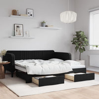 Divano Letto Estraibile con Cassetti Nero 90x190 cm in Vellutocod mxl 130638