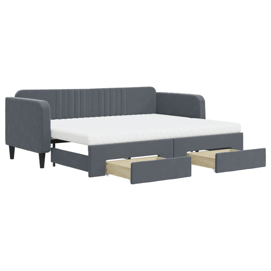 vidaXL Divano Letto Estraibile Cassetti Grigio Scuro 80x200cm Velluto
