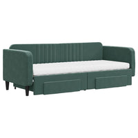 Divano Letto Estraibile Cassetti Verde Scuro 80x200cm Velluto 3197130