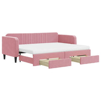 Divano Letto Estraibile con Cassetti Rosa 80x200 cm Velluto