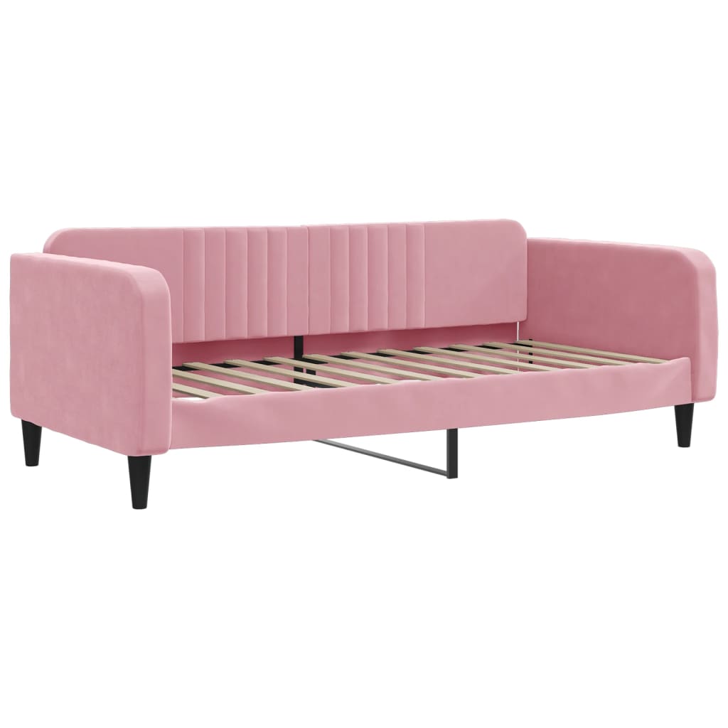 Divano Letto Estraibile con Cassetti Rosa 90x200 cm Velluto 3197138