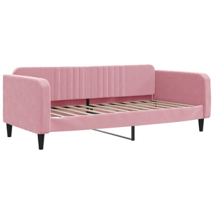 Divano Letto Estraibile con Cassetti Rosa 90x200 cm Velluto 3197138