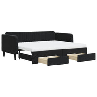 Divano Letto Estraibile con Cassetti Nero 90x200 cm in Velluto 3197139