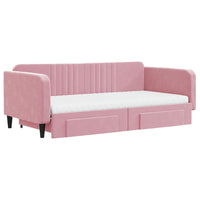 Divano Letto Estraibile con Cassetti Rosa 100x200 cm Velluto 3197145
