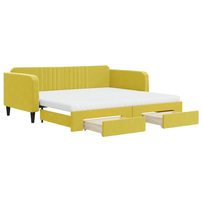 Divano Letto Estraibile con Cassetti Giallo 100x200cm Vellutocod mxl 130642