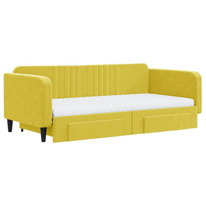 Divano Letto Estraibile con Cassetti Giallo 100x200cm Vellutocod mxl 130642