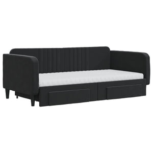 Divano Letto Estraibile con Cassetti Nero 90x190 cm in Velluto 3197150