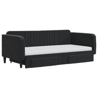 Divano Letto Estraibile con Cassetti Nero 90x190 cm in Velluto
