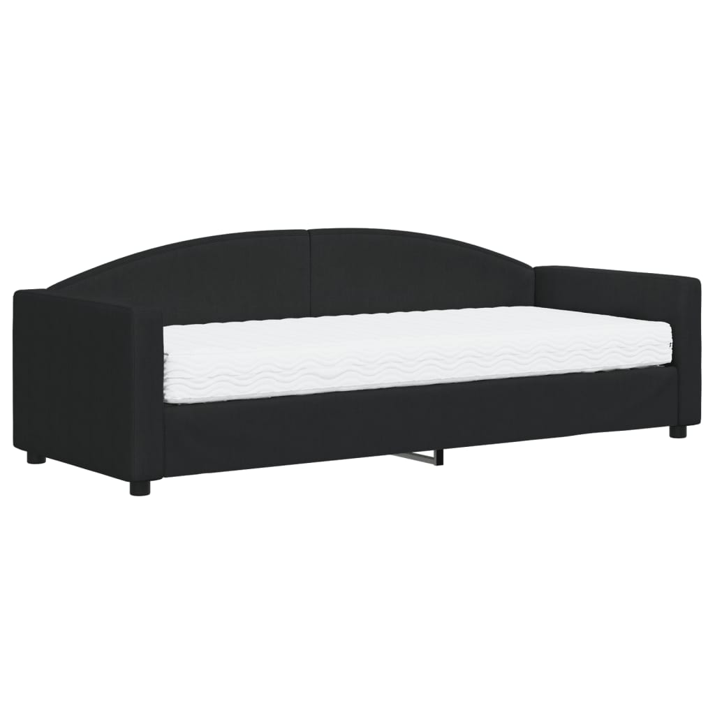 Divano Letto con Materasso-Sofa Letto-Daybed Nero 80x200 cm in Tessuto 298556