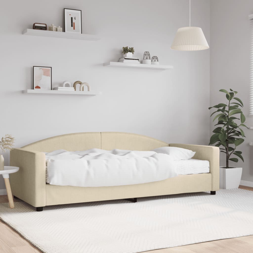 Divano Letto con Materasso-Sofa Letto-Daybed Crema 90x200 cm in Tessuto 190887
