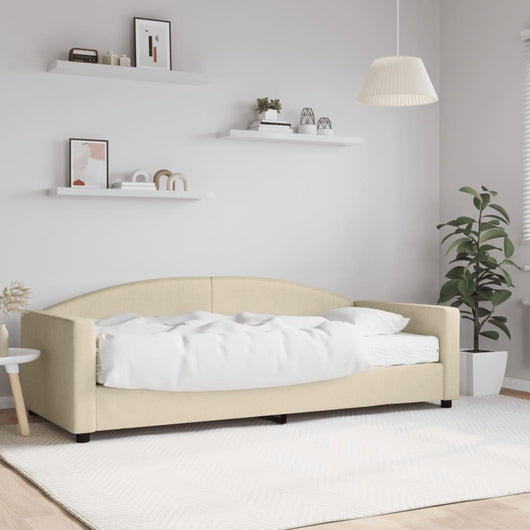Divano Letto con Materasso-Sofa Letto-Daybed Crema 90x200 cm in Tessuto 190887