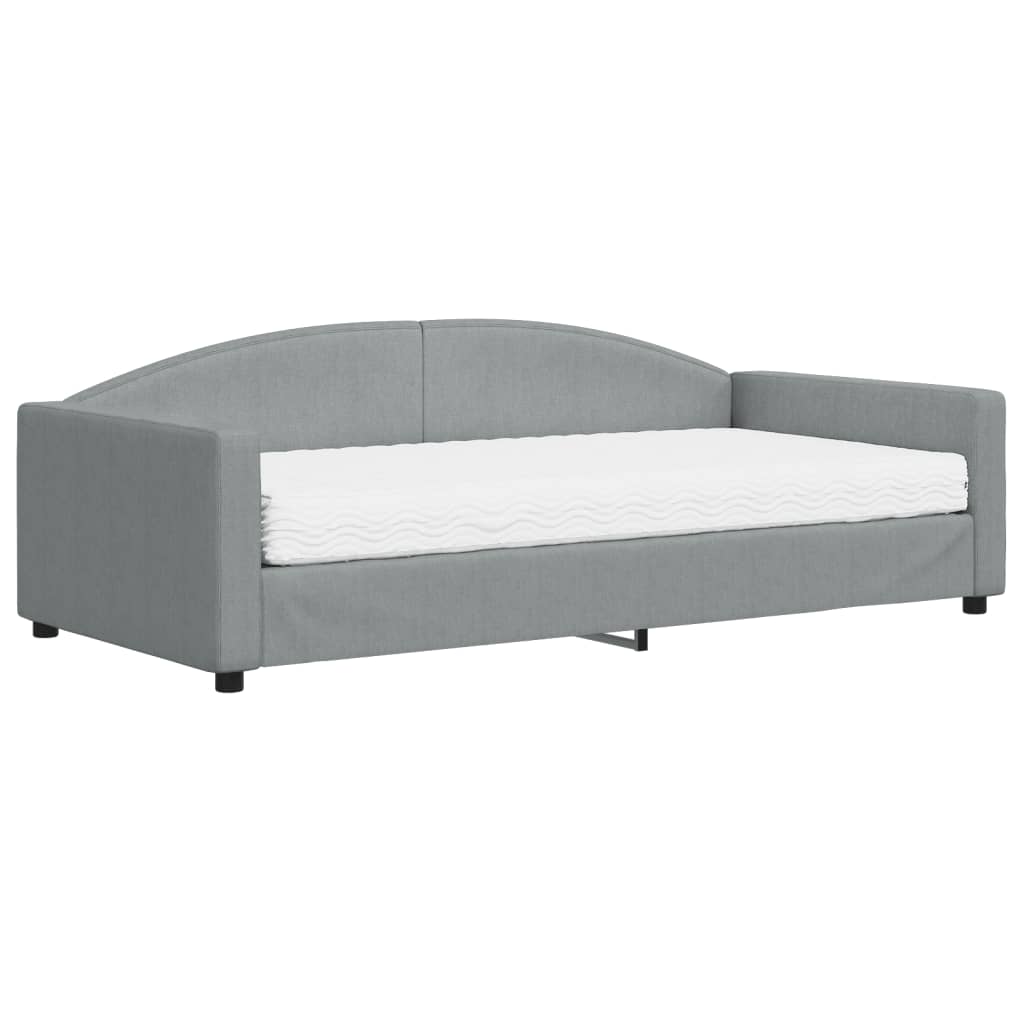 Divano Letto con Materasso Grigio Chiaro 100x200 cm in Tessuto 3197175