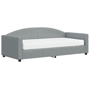 Divano Letto con Materasso Grigio Chiaro 90x190 cm in Tessuto