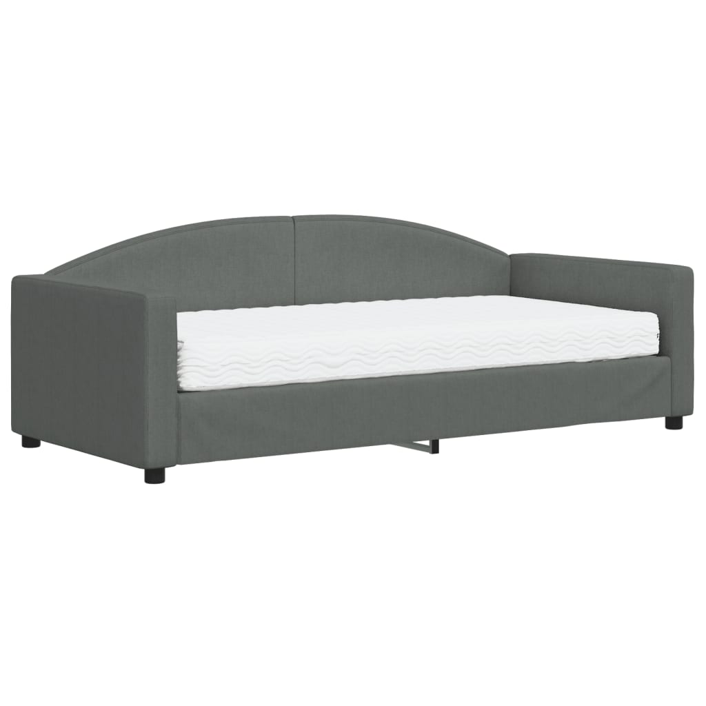 Divano Letto con Materasso Grigio Scuro 90x190 cm in Tessuto 3197181