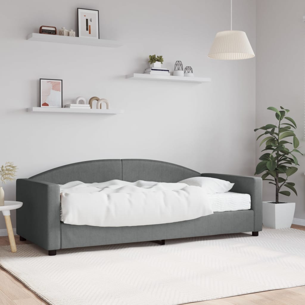 Divano Letto con Materasso-Sofa Letto-Daybed Grigio Scuro 90x190 cm in Tessuto 944185
