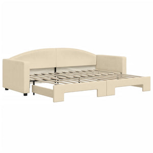 Divano Letto con Letto Estraibile-Sofa Letto-Daybed Crema 80x200 cm Tessuto 245556