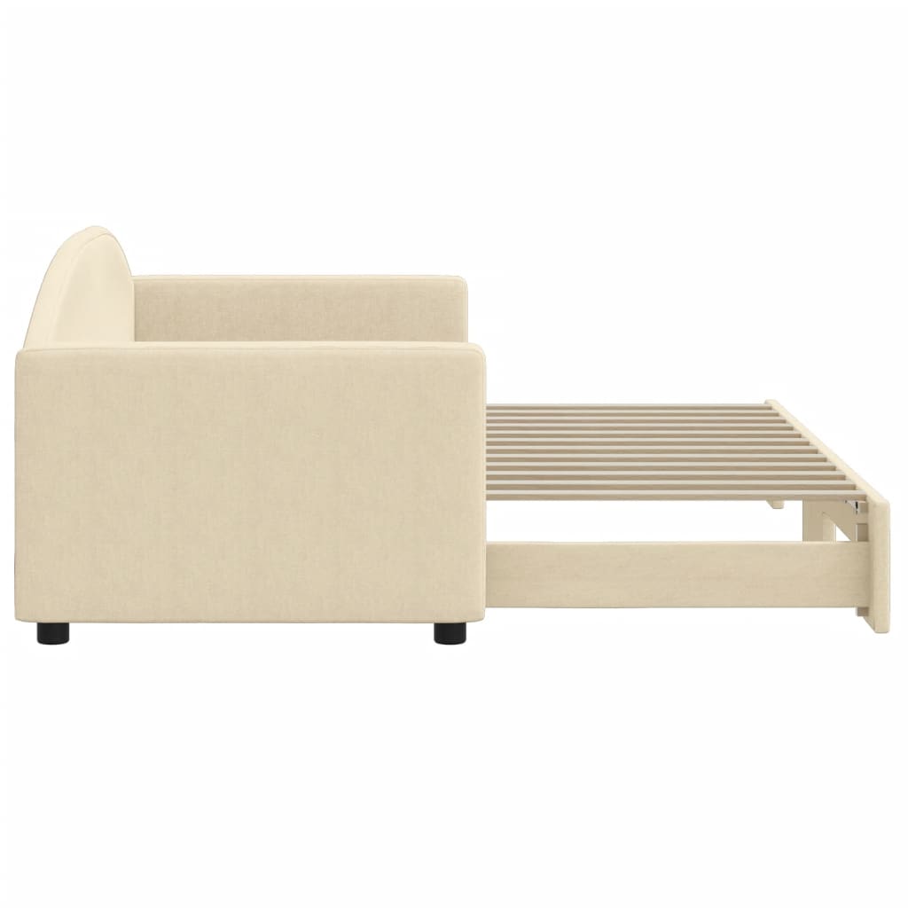 Divano Letto con Letto Estraibile Crema 80x200 cm Tessuto