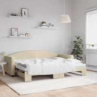 Divano Letto con Letto Estraibile Crema 80x200 cm Tessuto 3197187