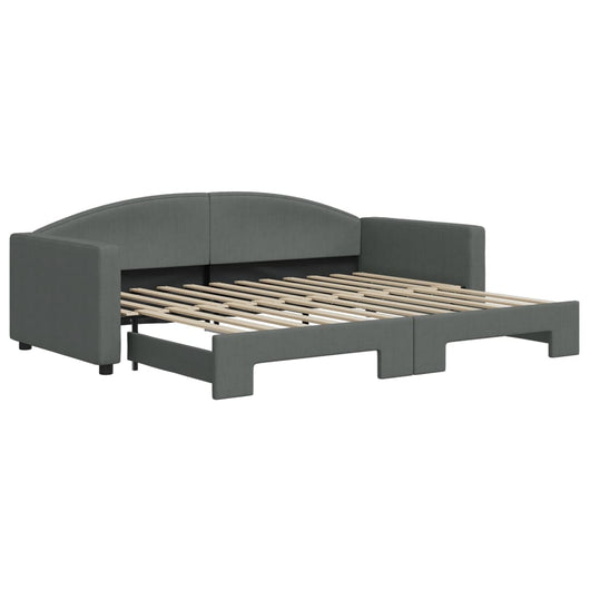 Divano Letto con Letto Estraibile Grigio Scuro 90x200cm Tessuto